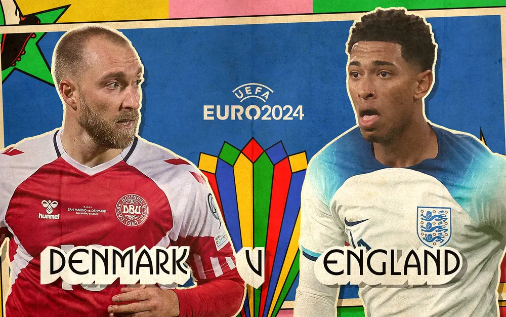 Стартовите състави на Дания и Англия