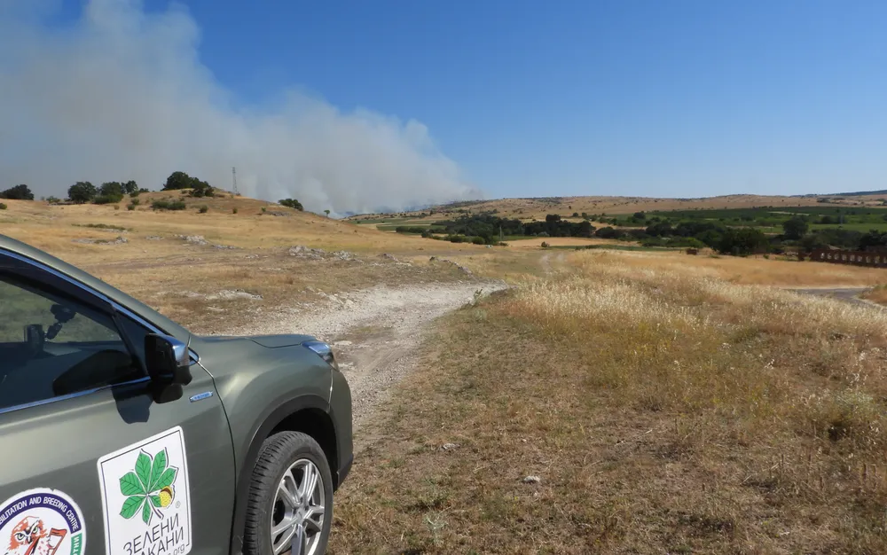 Огънят в Ямболско е в опасна близост до границата - СНИМКИ - ВИДЕО