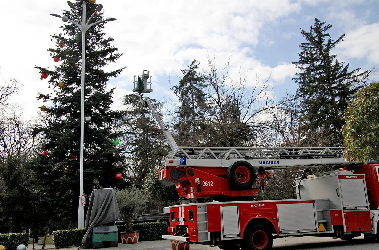 Пожарникари спасиха работници, останали в капан на вишка по време на свалянето на коледната украса в Пловдив