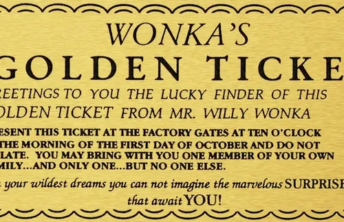 Оригинален златен билет на Уили Уонка ще бъде продаден на търг